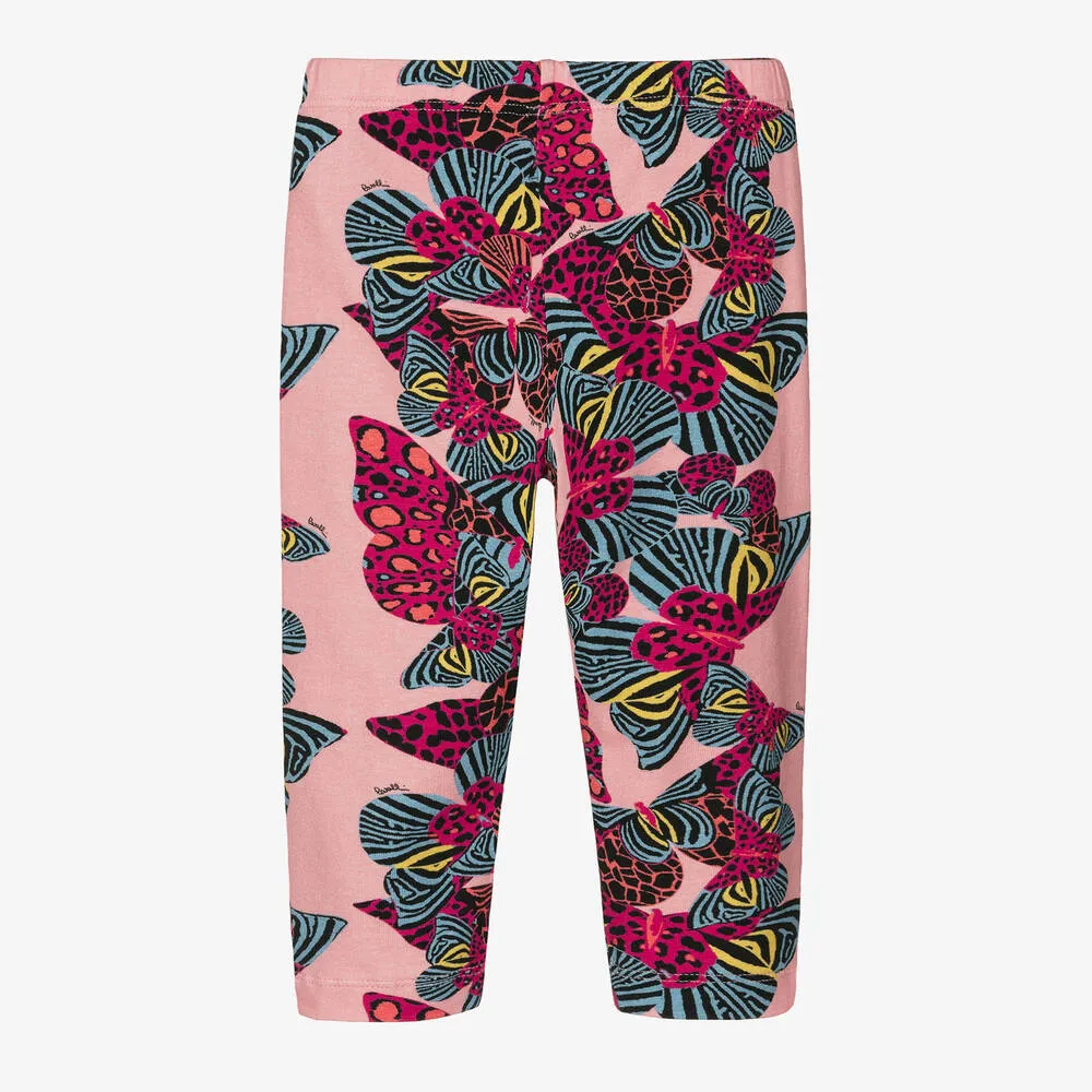 Pink Cotton Butterfly Leggings