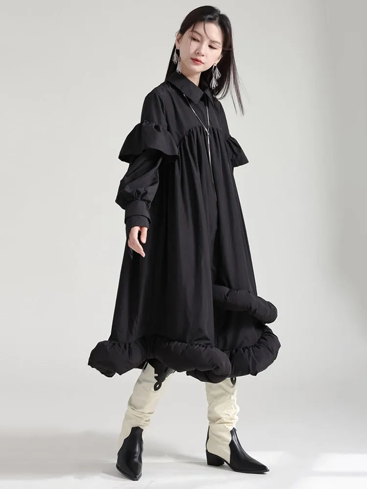 Plufey Long Sleeve Puff Dress - Black