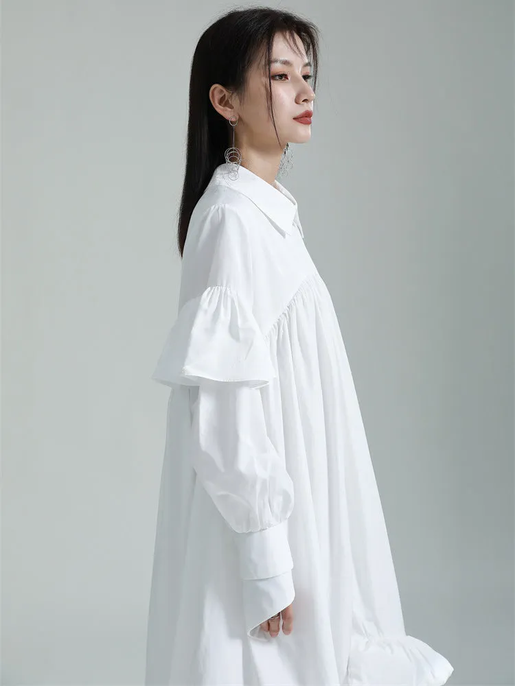 Plufey Long Sleeve Puff Dress - White