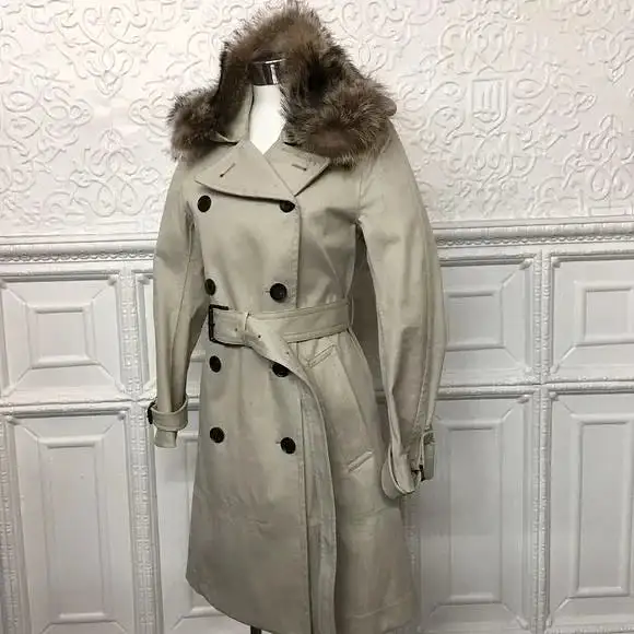 Real Raccoon Fur Coach Trench Coat NWT