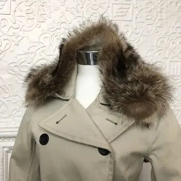 Real Raccoon Fur Coach Trench Coat NWT