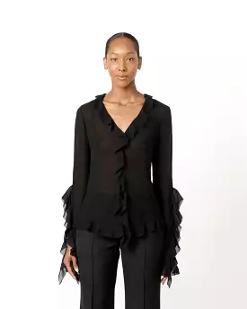 Ruffle Blouse in Black