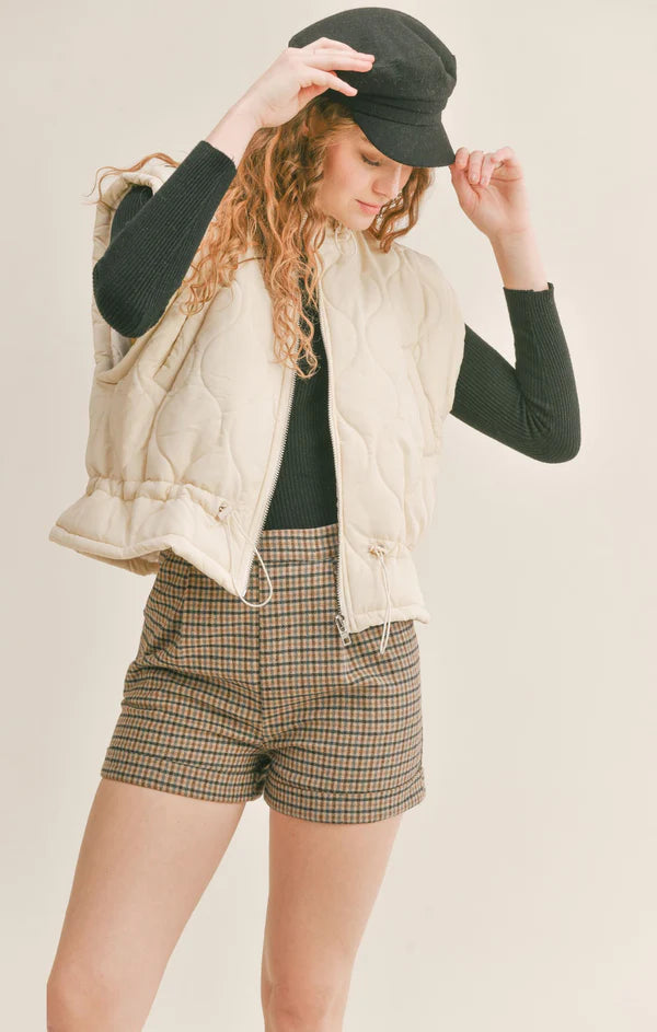 Sage the Label Harlow Quilted Vest in Off White