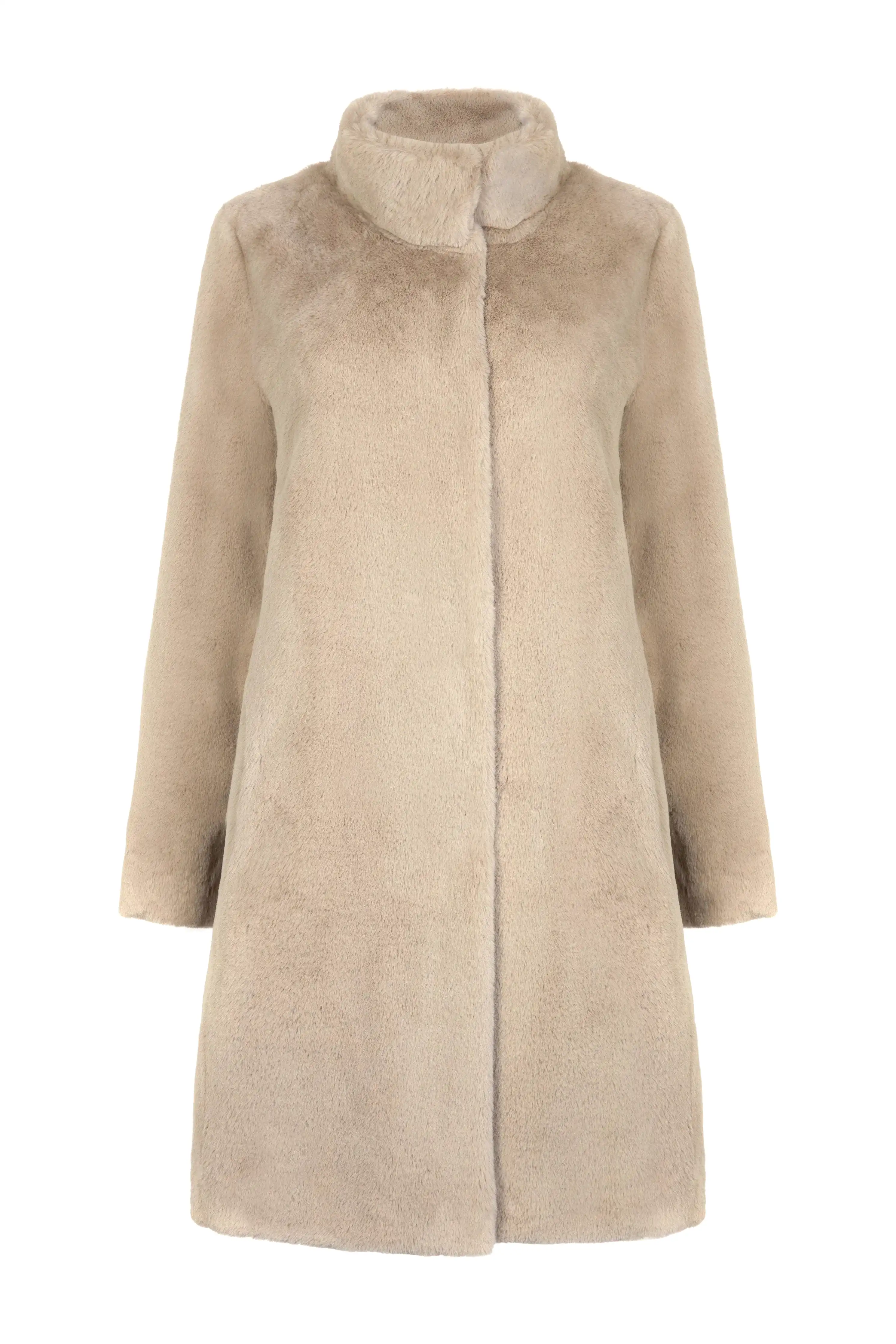 Signature Bette Long Recycled Vegan Fur Coat | Camel