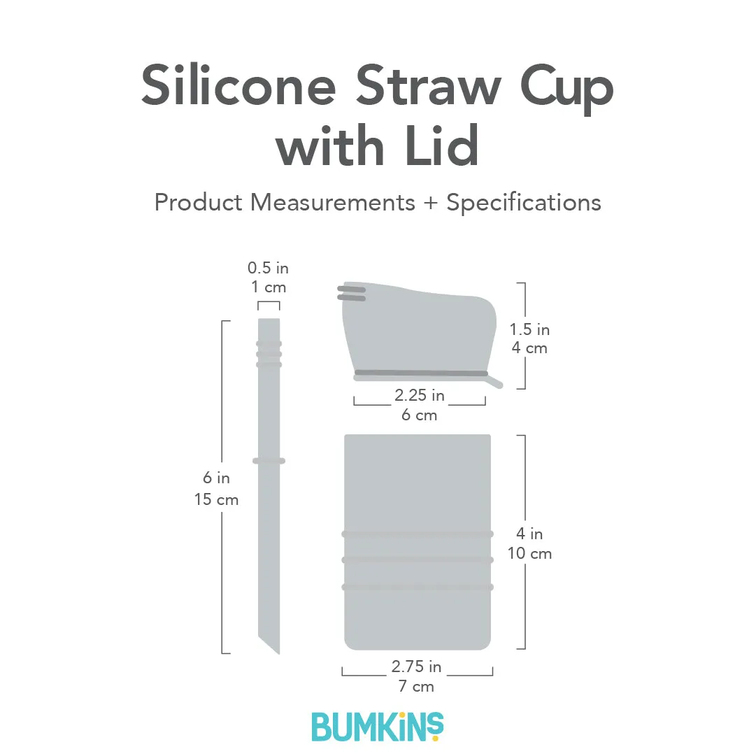 Silicone Straw Cup with Lid: Gray