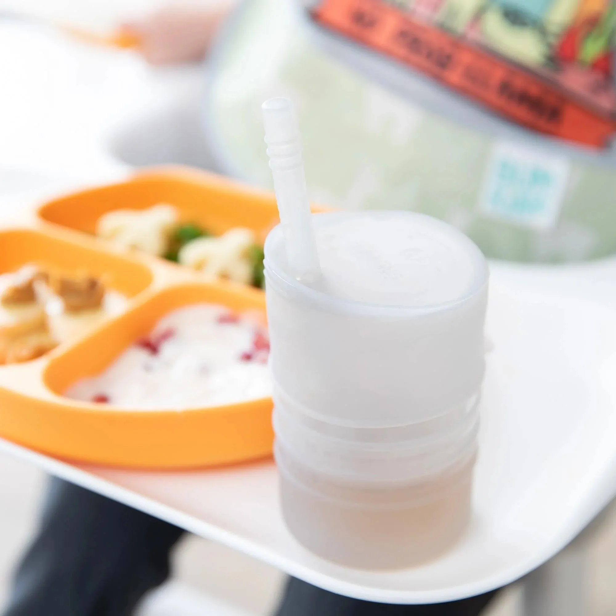 Silicone Straw Cup with Lid: Gray