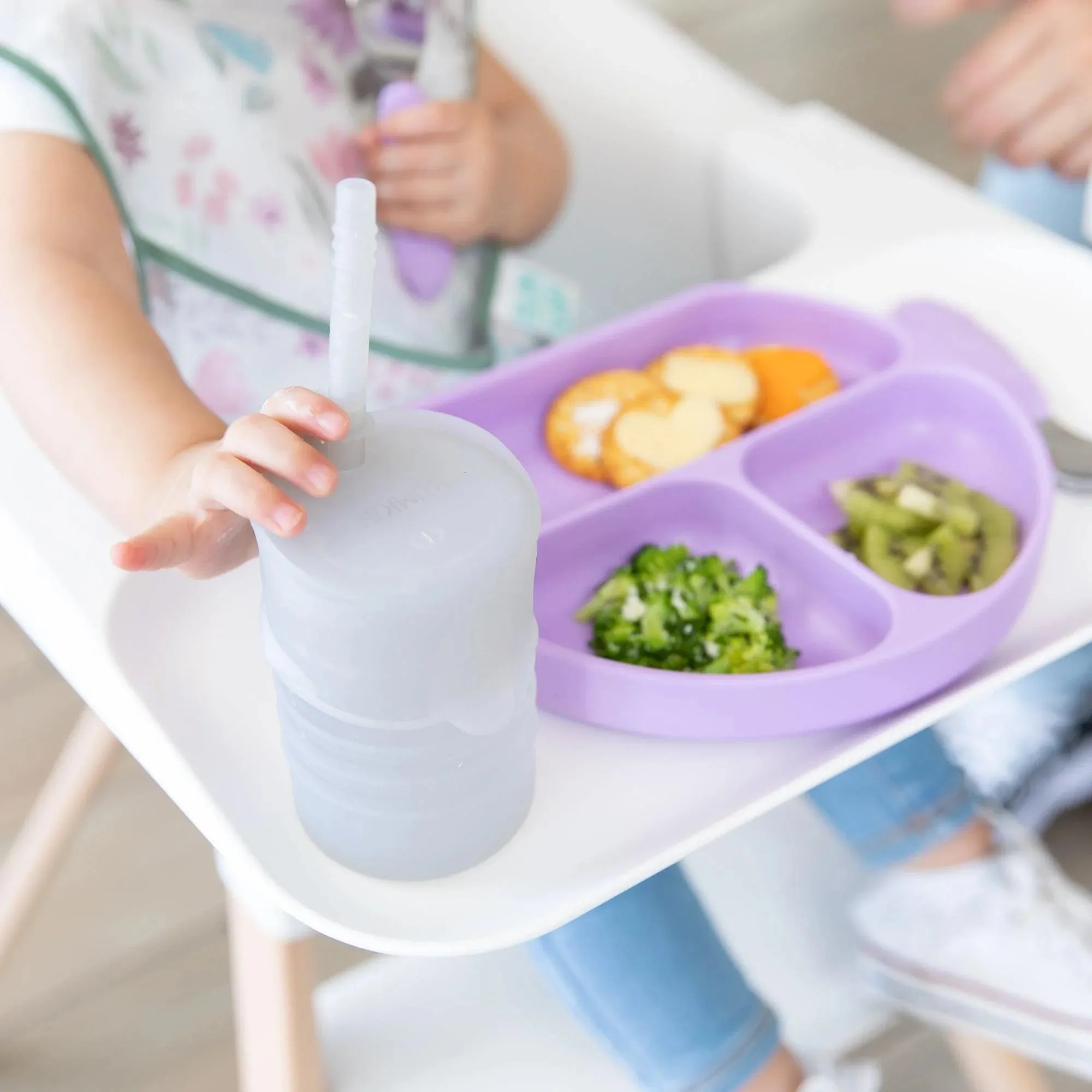 Silicone Straw Cup with Lid: Gray