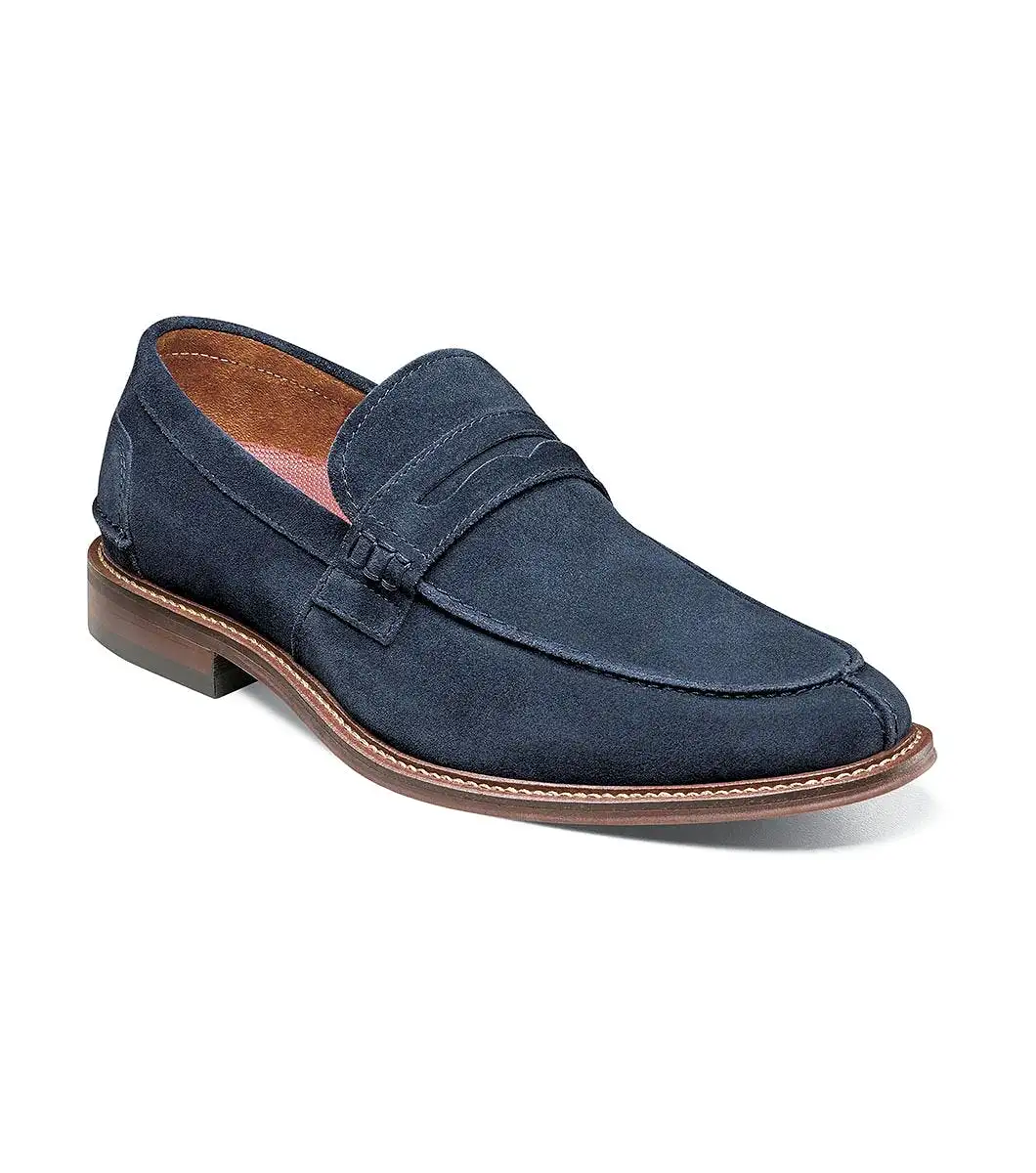 Stacy Adams - MARLOWE Algonquin Moc Toe Penny Slip On - Navy Suede - 25550-415