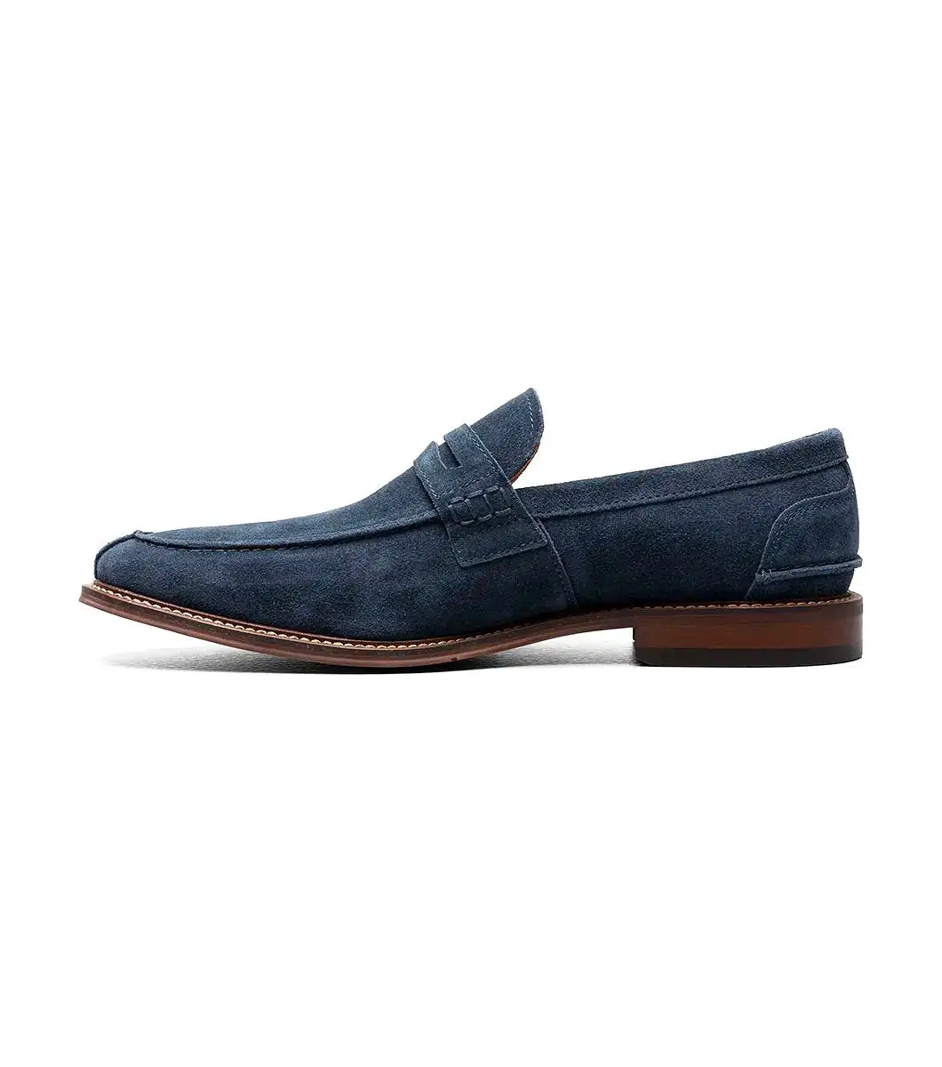 Stacy Adams - MARLOWE Algonquin Moc Toe Penny Slip On - Navy Suede - 25550-415