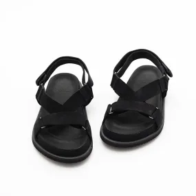 Still By Hand Strap Leather Sandals Black