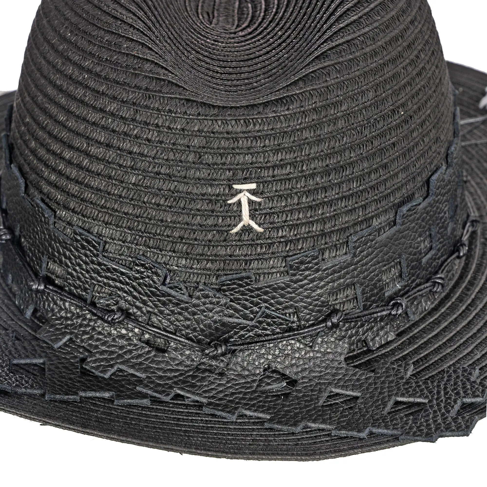 Summer Hat Natural Cellulose Cut-Leather Black