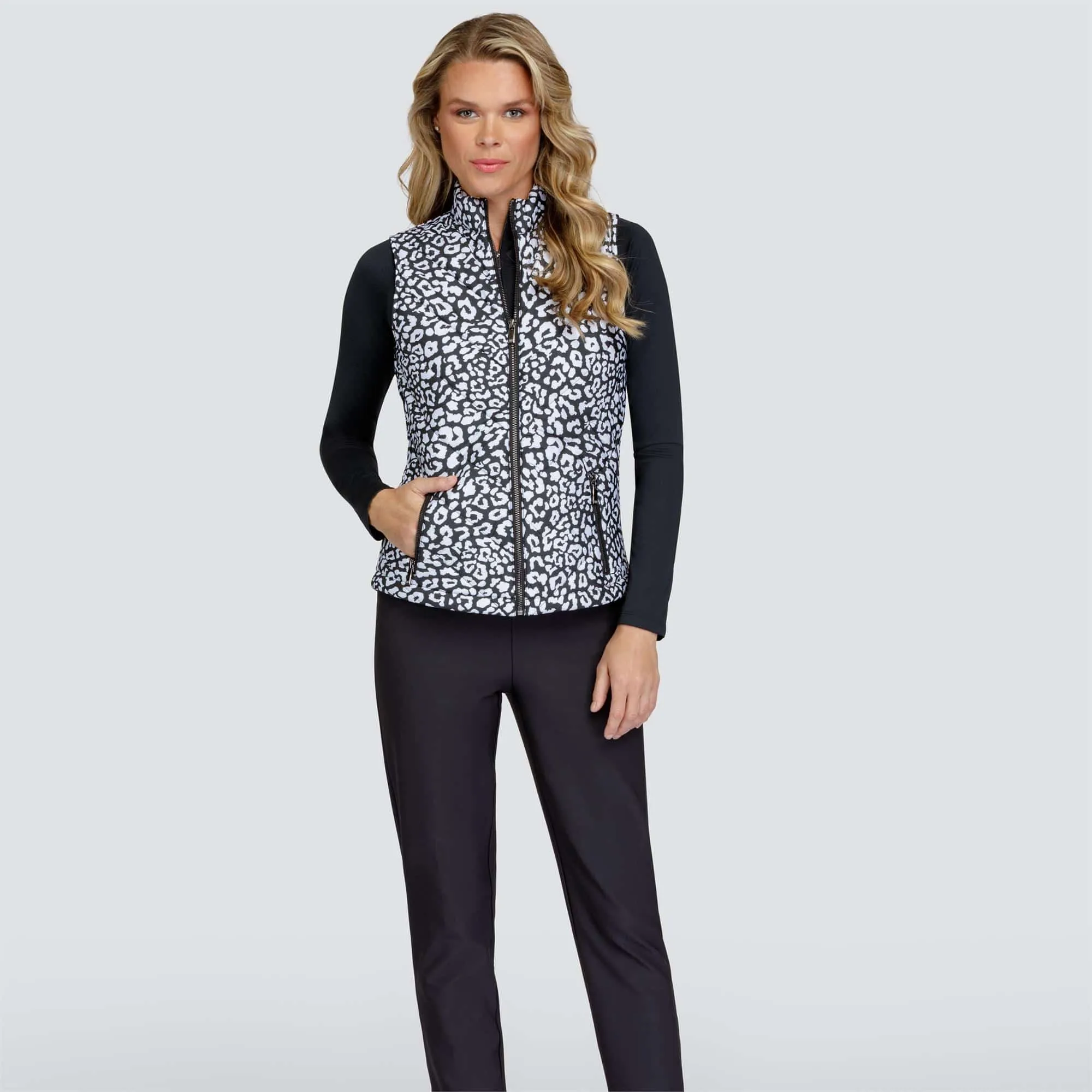 Tail Harlow Quilted Ladies Golf Vest Onyx Leopard