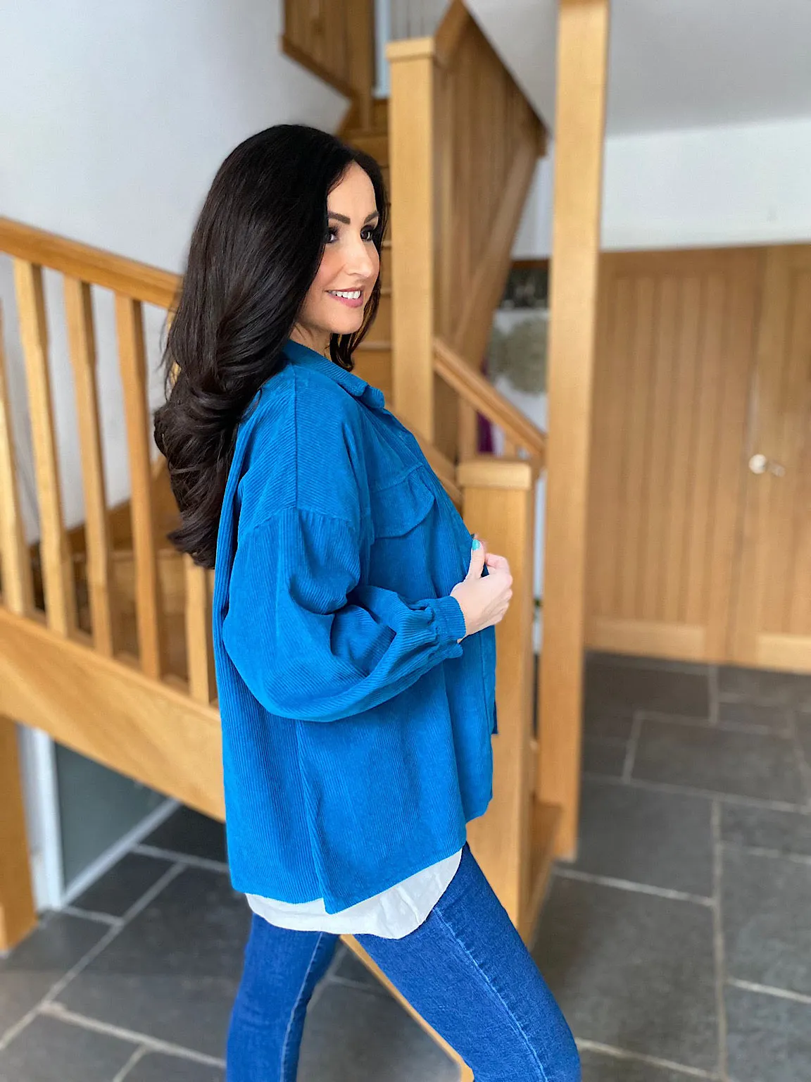 Teal Corduroy Shirt Bella