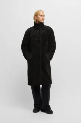 Teddy coat with patterned buttons