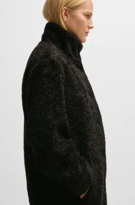 Teddy coat with patterned buttons