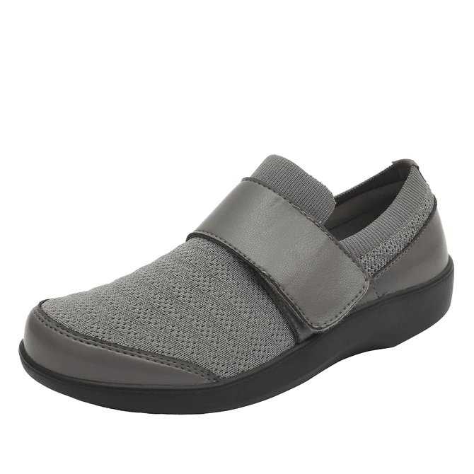 TRAQ by Alegria Womens Qwik (5037)Strap Slip-On Shoe- Smokey Waves Grey