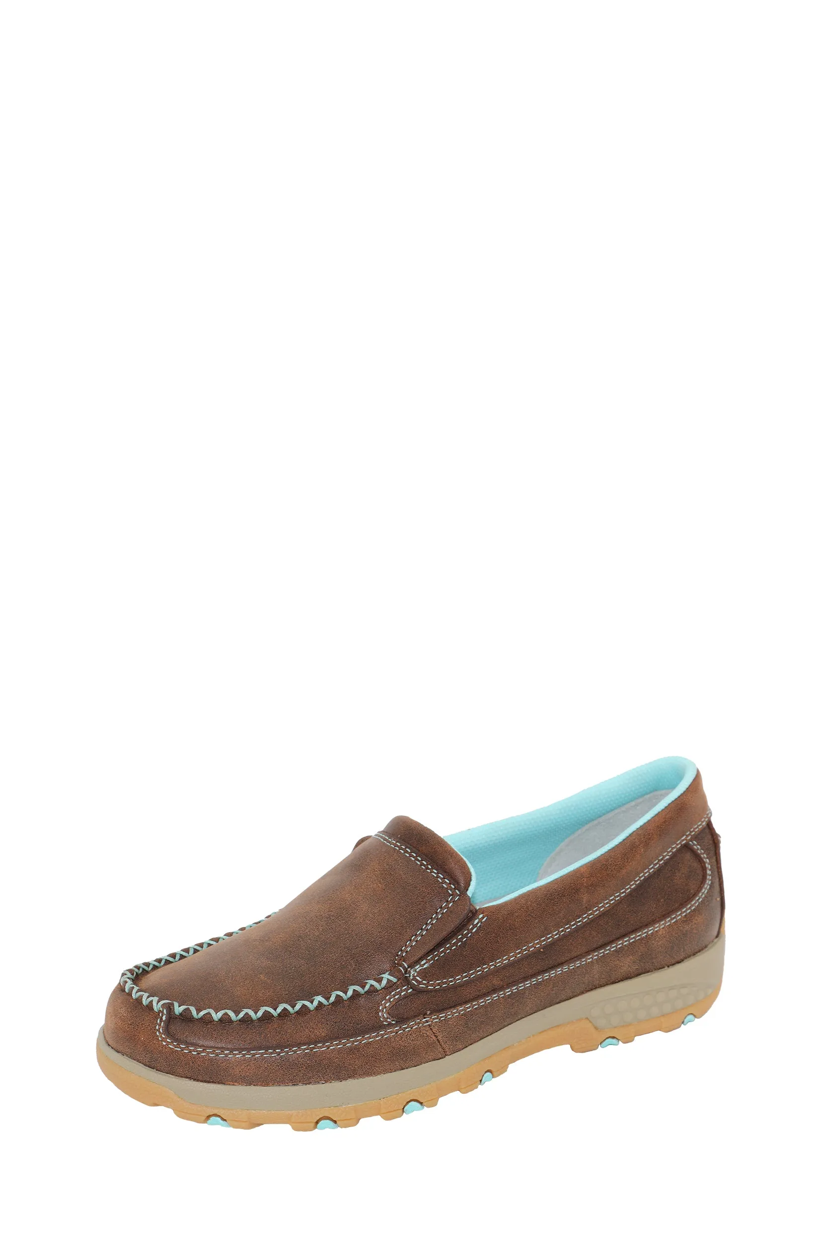 Twisted X Ladies Mocs Cellstretch Slip On - Brown/Aqua - TCWXC0049