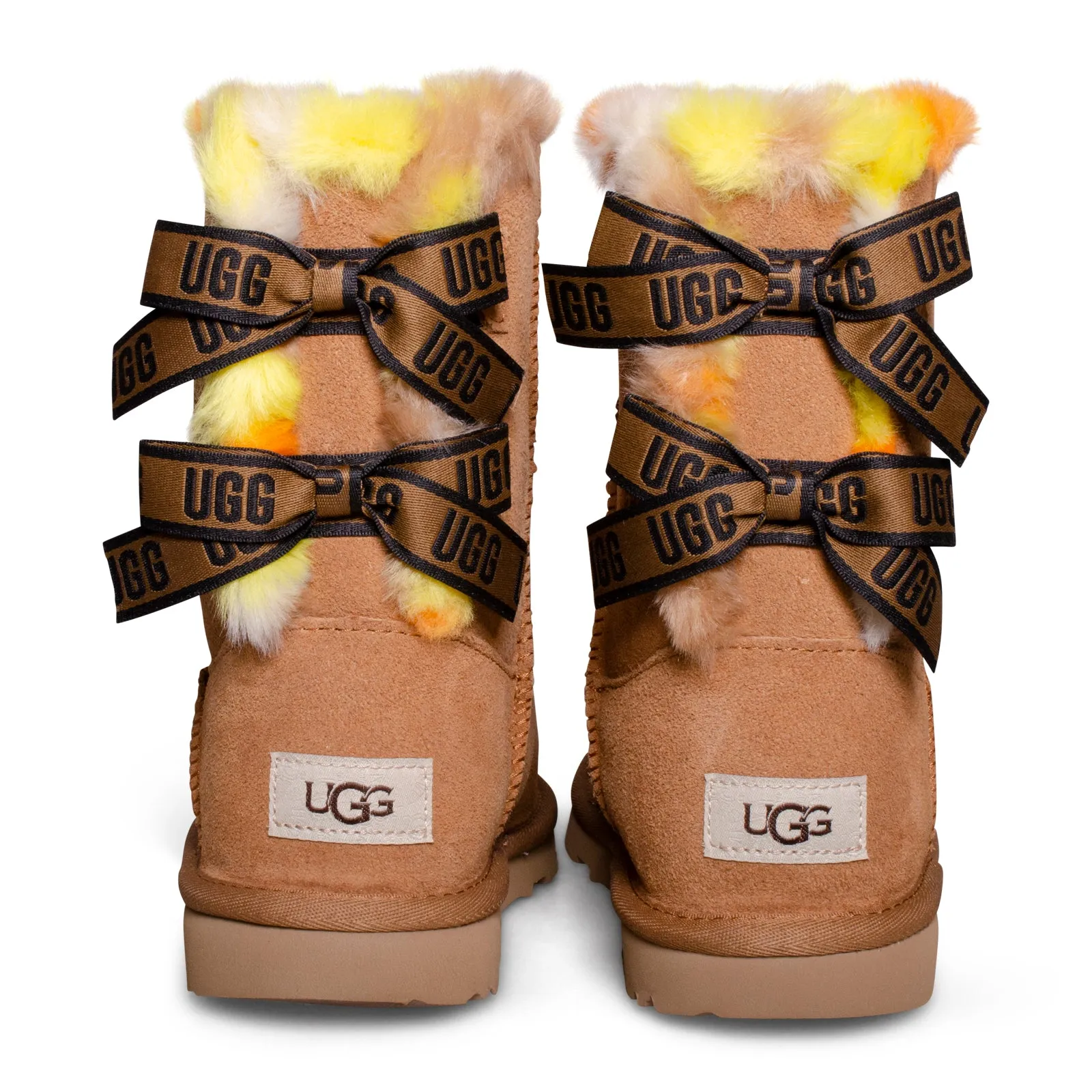 UGG Bailey Bow Plaid Punk Chestnut Boots - Youth