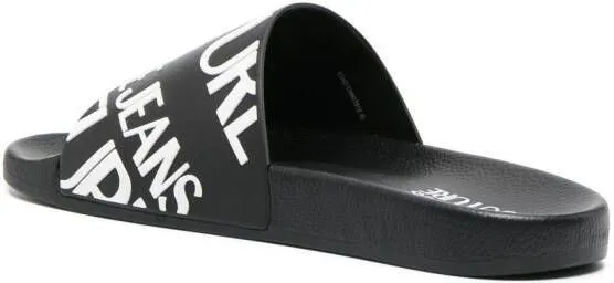 Versace Jeans Couture logo-print slip-on slides Black