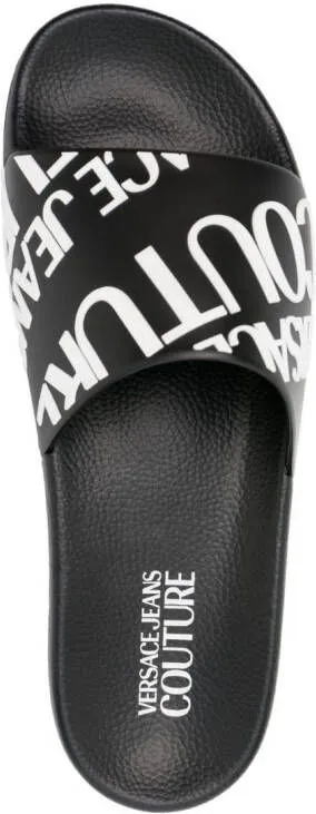 Versace Jeans Couture logo-print slip-on slides Black