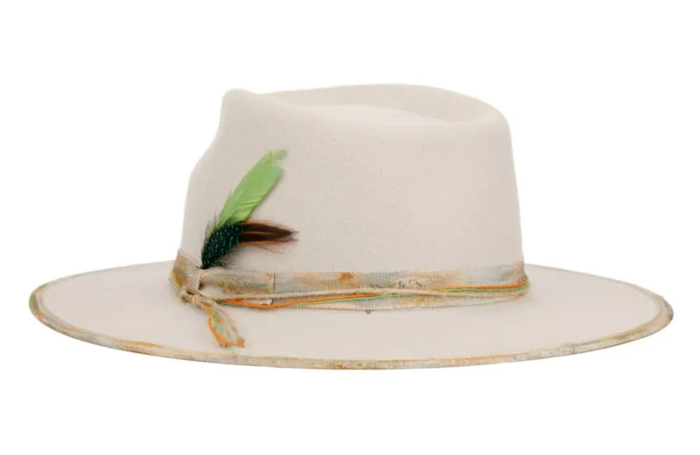 Vintage Wool Felt Fedora Hat Feather