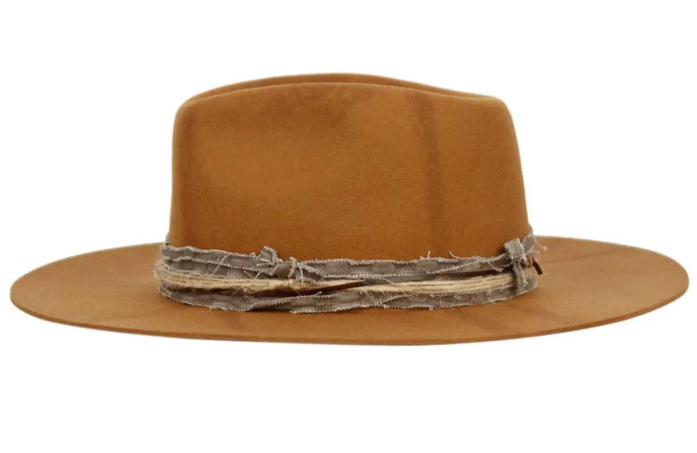 Vintage Wool Felt Fedora Hat in Light Tan