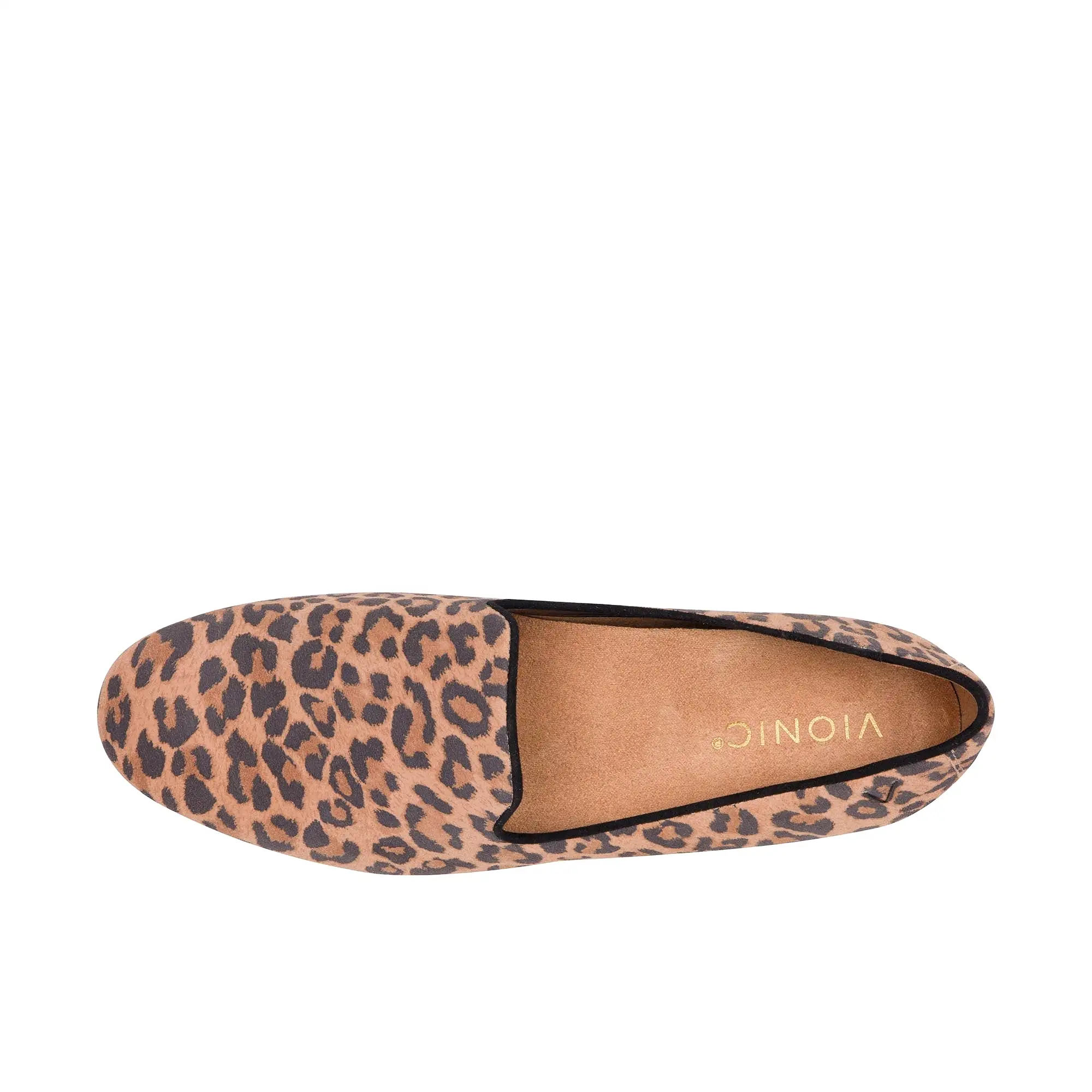 Vionic Womens Willa Slip On Flat Toffee Leopard Suede