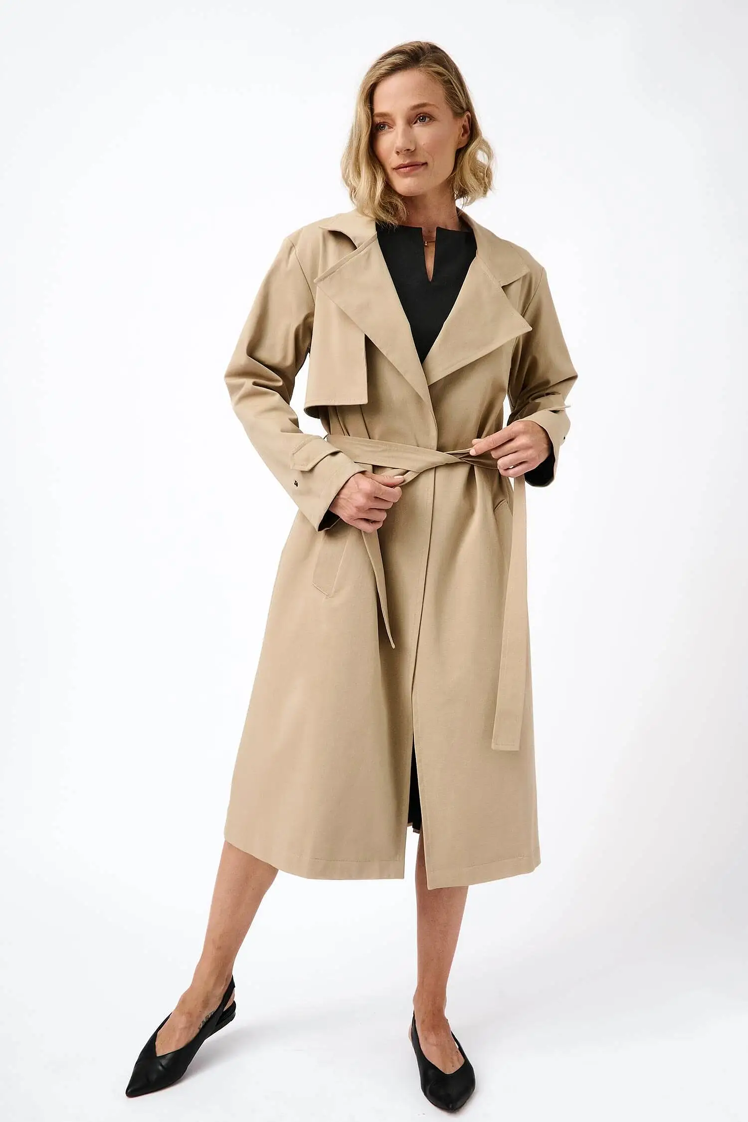 Water-Resistant Classic Organic Cotton Trench Coat | Beige