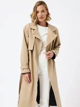 Water-Resistant Classic Organic Cotton Trench Coat | Beige