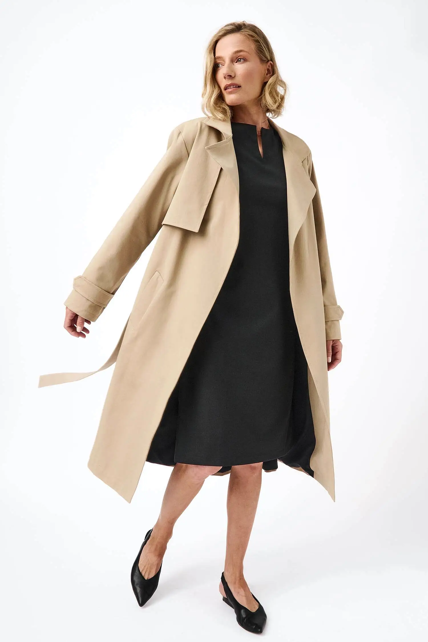 Water-Resistant Classic Organic Cotton Trench Coat | Beige