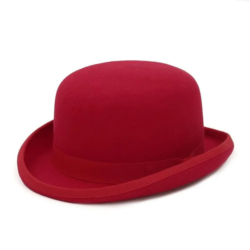 Wool Felt Derby Bowler Hat - Fashionable Fedora Style with Satin Lining