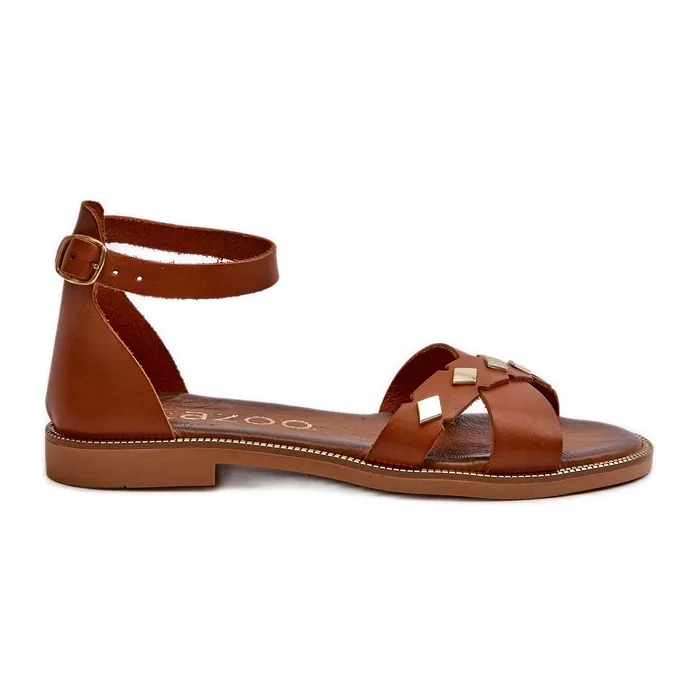 Zazoo 40378 Women's Flat Leather Sandals, Brown